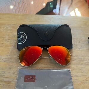Ray-Ban Aviator Sunglasses with Orange Lenses